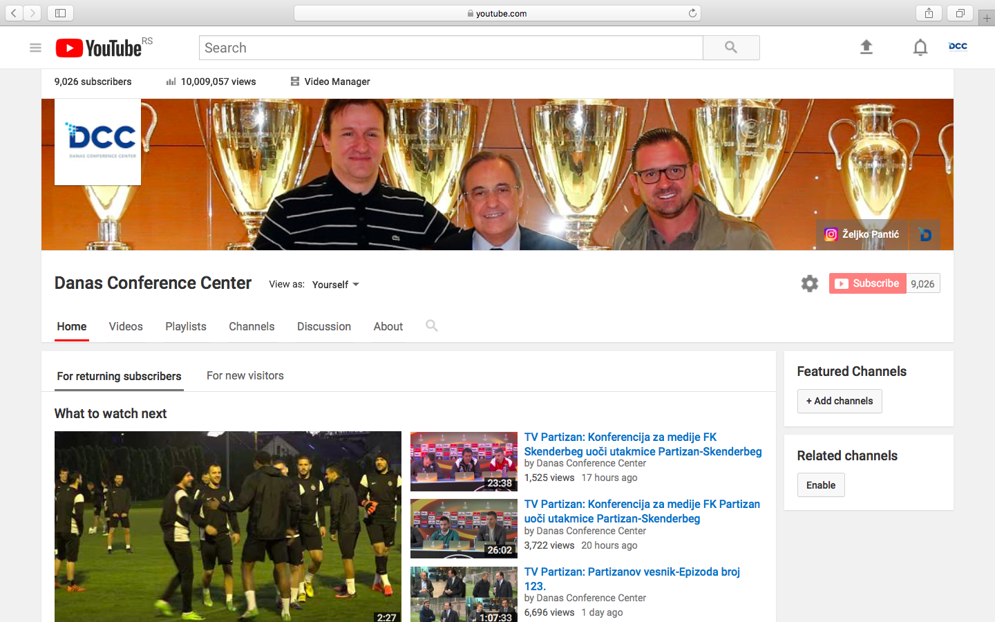 YouTube kanal Danas Conference Center-Prvih deset miliona pregleda…
